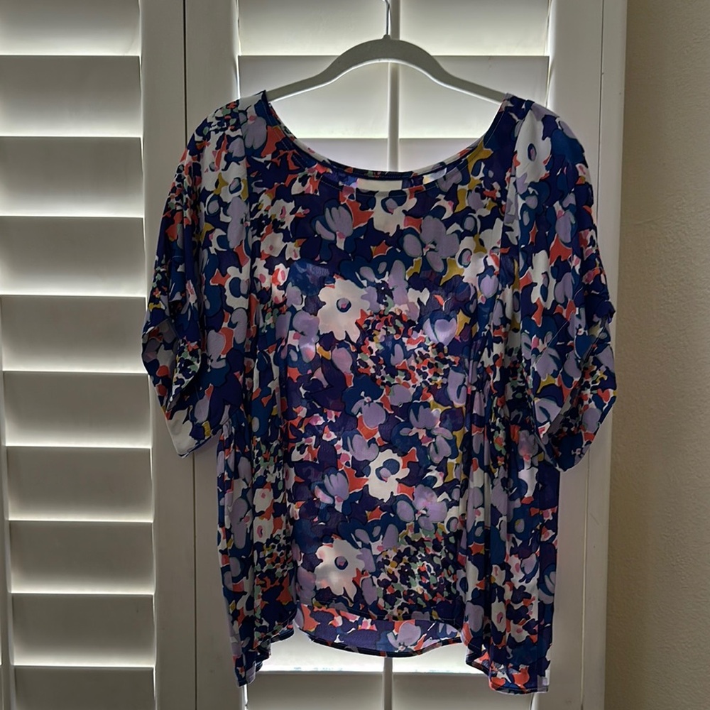 Maeve Floral Blouse Blue and Pink Relaxed Fit